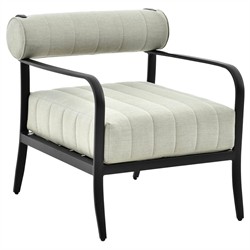 Madelle Modern Classic White Sunbrella Black Aluminum Outdoor Arm Chair