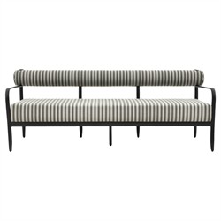 Madelle Modern Classic Grey Striped Sunbrella Black Aluminum Outdoor Sofa - 81&quot;