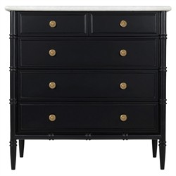 Poema Updated Traditional White Marble Black Wood Dresser