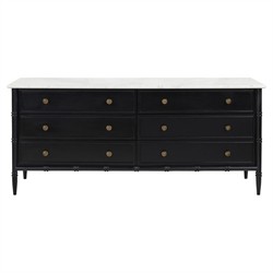 Poema Updated Traditional White Marble Black Wood Double Dresser