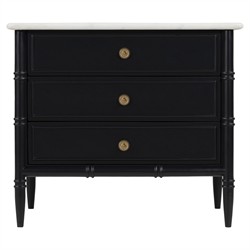 Poema Updated Traditional White Marble Black Wood Nightstand