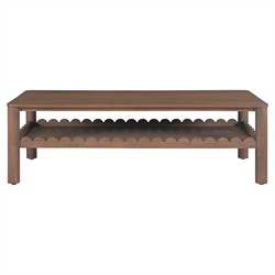 Bella Modern Classic Brown Mango Wood Rectangular Scalloped Coffee Table