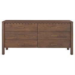 Bella Modern Classic Brown Mango Wood Scalloped Double Dresser