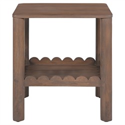 Bella Modern Classic Brown Mango Wood Scalloped Square Side Table