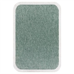 Salome Coastal Beach Green Cream Border Indoor Outdoor Rug - 5&#39;3&quot;x7&#39;