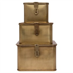 Staten Modern Classic Gold Iron Square Decorative Box - Set of 3