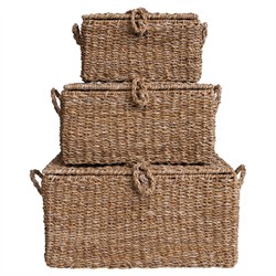 Maren Coastal Natural Woven Seagrass Decorative Basket - Set of 3