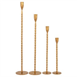 Elani Traditional Brass Iron Taper Candleholder - Set of 4