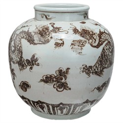 Estella Traditional White Porcelain Dragon Decorative Table Vase