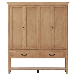 Brook Updated Traditional Aged Light Pine Wood Wide Cabinet