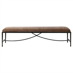 Jane Updated Traditional Altair Mushroom Velvet Bronze Iron Bench
