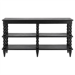 Thomas Updated Traditional Black Wood Spindle Wide Bookcase