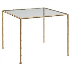 Lacoste Modern Classic Brass Bamboo Glass Game Table - 36&quot;