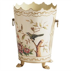 Marceline French Country Cream Scalloped Waste Basket