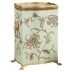 Delphine Updated Traditional Green Floral Waste Basket