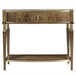 Whitaker Modern Classic Marble Brown Walnut Wide Nightstand