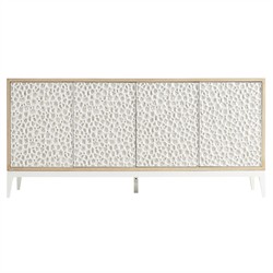 Maris Coastal Beach White Coral Patterned Oak Wood Sideboard