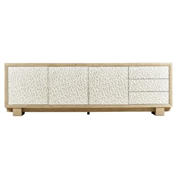 Maris Coastal Beach White Coral Patterned Oak Wood Media Cabinet - 102"