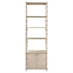 Mateo Modern Classic Beige Acacia Wood Bamboo Etagere