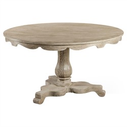 Helena Updated Traditional Grey Oak Round Pedestal Dining Table - 54&quot;