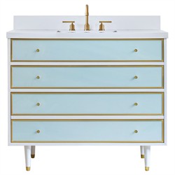 Tracy French Country White Wood Seaglass Vanity Sink - 42&quot;