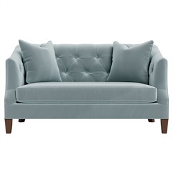 Willa Saltwater Blue Performance Velvet Settee - 61"