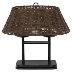 Hadwick Traditional Brown Rattan Shade Black Iron Table Lamp