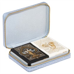 AERIN Enzo Modern Classic Blue Leather Case Travel Card Set