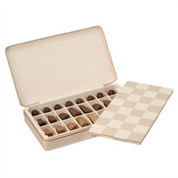 AERIN Enzo Modern Classic Fawn Leather Case Travel Chess Set