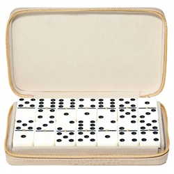 AERIN Enzo Modern Classic Fawn Leather Case Travel Domino Set
