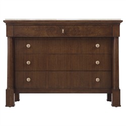Alaine Updated Traditional Grey Marble Dark Brown Walnut Wood Bachelor Chest