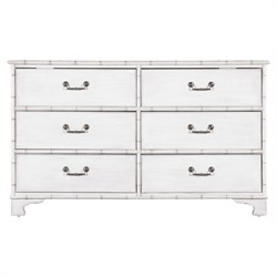 Sharise Coastal Beach White Wood Double Dresser