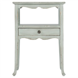 Steph French Country Light Blue Maple Wood Square Side Table