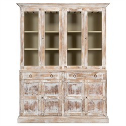 Diana Updated Traditional Distressed White Pine Wood Hutch