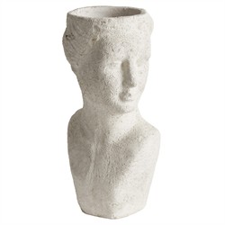 Miralyn Traditional Weathered White Limestone Bust Outdoor Planter