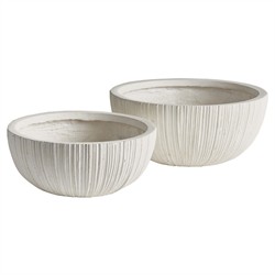 Rowena Modern White Bowl Outdoor Pot Planter - Set of 2