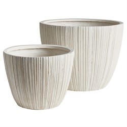 Rowena Modern White Tapered Outdoor Pot Planter - Set of 2