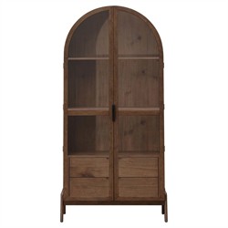 Tilly Updated Traditional Acacia Wood Glass Display Cabinet