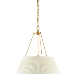 Lylia French Country Antique Gold Leaf Iron White Pleated Shade Pendant