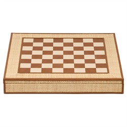 Pigeon and Poodle Hanford Coastal Beach Natural Raffia Brown Leather Trim Chess Set
