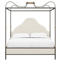 Beatrice Updated Traditional Beige Performance Iron & Brass Canopy Bed - Queen