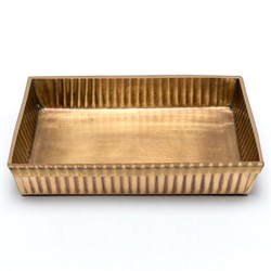 Open Box Pigeon and Poodle Redon Modern Antique Brass Ribbed Metal Soap Dish - Small