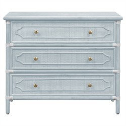 Ava Coastal Beach Light Blue Woven Rattan Chest