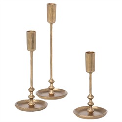Holly Updated Traditional Antique Gold Iron Candleholder - Set of 3