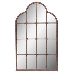 Donnovan Traditional Antique Brown Iron Scalloped Wall Mirror
