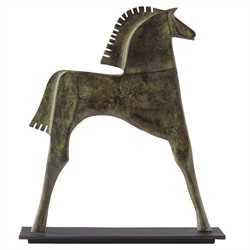 Zayne Traditional Verdigris Aluminum Etruscan Horse Statue - Small