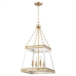 Hollis Updated Traditional White Iron Aged Brass Lantern