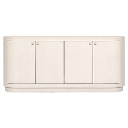 Beatrice Modern Classic Cream Painted Linen Oval Media Cabinet - 72"