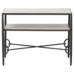 Ceasar French Country Beige Marble Wide Nightstand