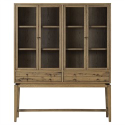 Lalaine Rustic Lodge Brown Oak Display Case